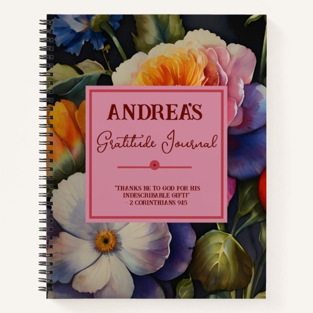 Aquarelle Floral Gratitude Journal Carnet (Devant)