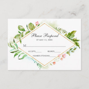 Aquarelle Floral Green Foliage Mariage RSVP