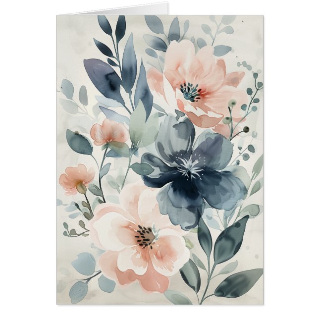 Aquarelle Floral Greeting Carte pour notes Blank (Devant)