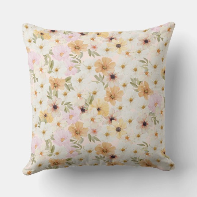 Aquarelle Floral Impression Coussin (Verso)