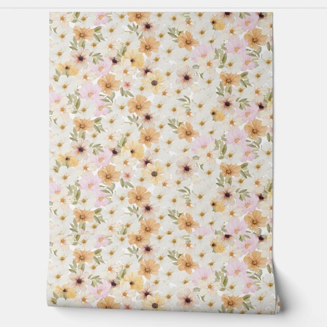 Aquarelle Floral Impression Papier peint texturé (Déroulement)