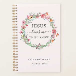Aquarelle Floral Jésus m'aime Planner chrétien