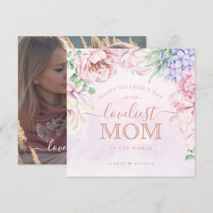 Aquarelle Floral Joyeux Carte photo de la fête des