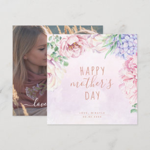 Aquarelle Floral Joyeux carte photo de la fête des