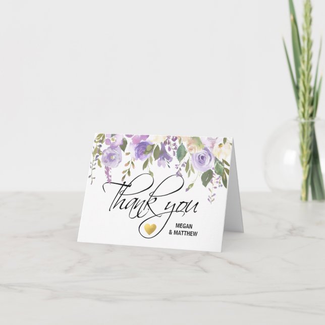 Aquarelle Floral Lilac MARIAGE PHOTO Merci (Devant)