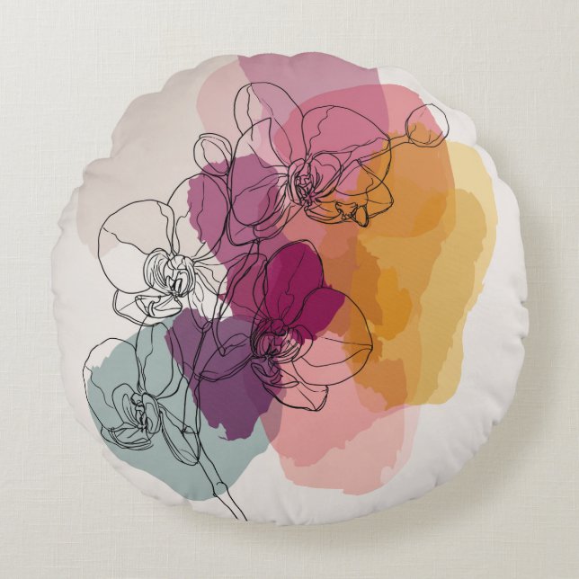 Aquarelle Floral Line Coussin (Devant)