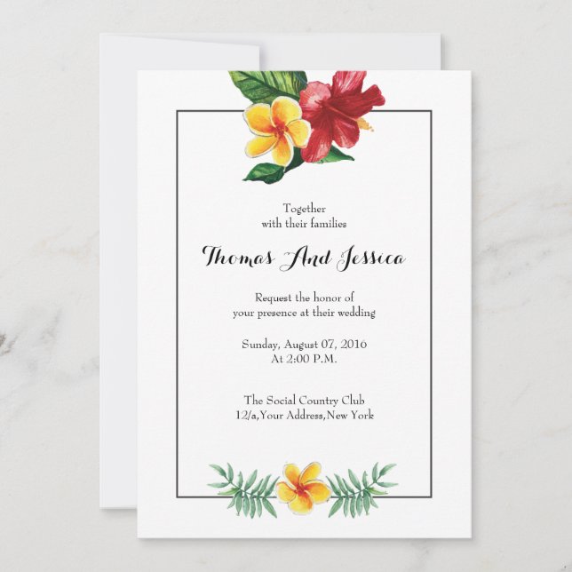 Aquarelle Floral Mariage invitation (Devant)