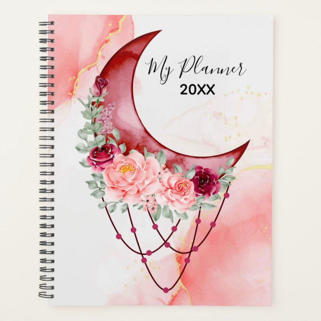Aquarelle Floral Moon Planner (Devant)