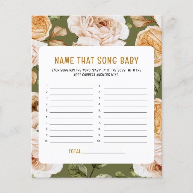 Aquarelle Floral Nom De Chute Qui Chanson Jeu (Devant)