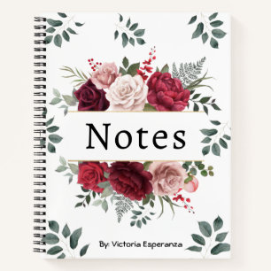 Aquarelle Floral Nom personnalisé Carnet