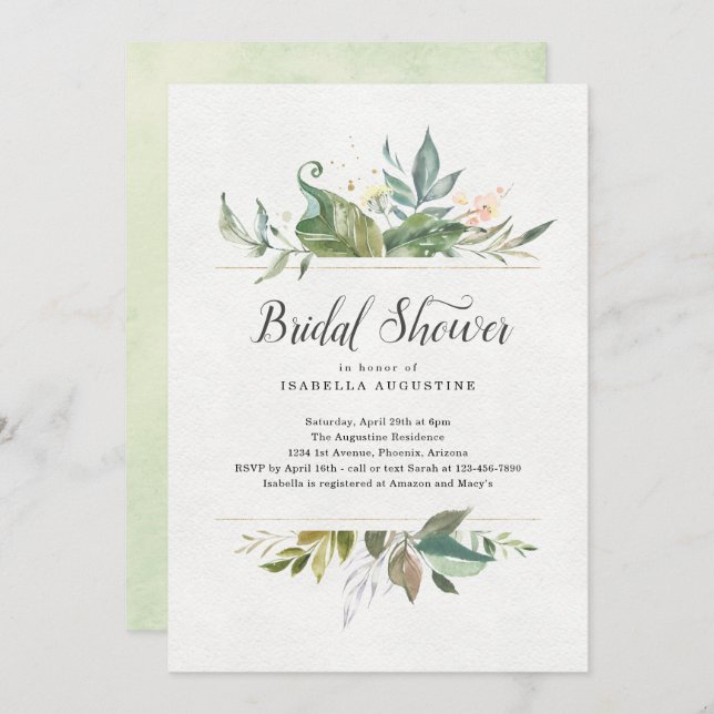 Aquarelle Floral Nuptiale Invitation (Devant / Derrière)