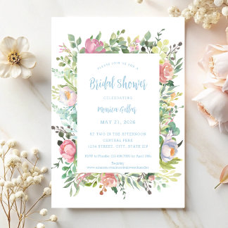 Aquarelle Floral Nuptiale Invitation