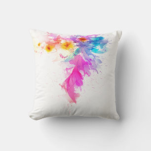 Aquarelle Floral Oreiller décoratif