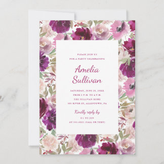 Aquarelle Floral Party Invitation