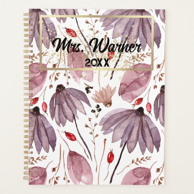 Aquarelle Floral Personnalisé Enseignant Cadeau Bo (Devant)