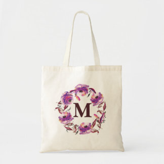 Aquarelle Floral Personnalisé Monogramme Sac en to