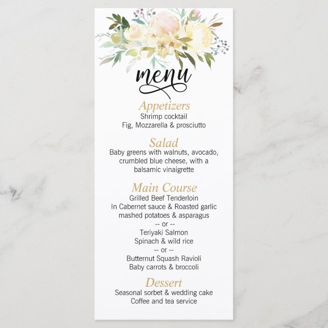 Aquarelle Floral Pink Ivor Mariage MENU (Devant)