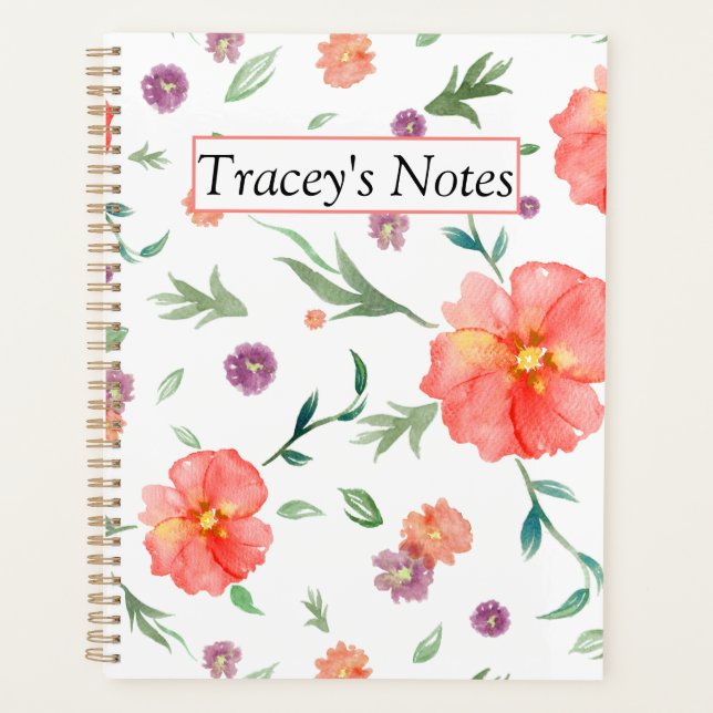 Aquarelle Floral Planner - Cadeaux personnalisés (Devant)