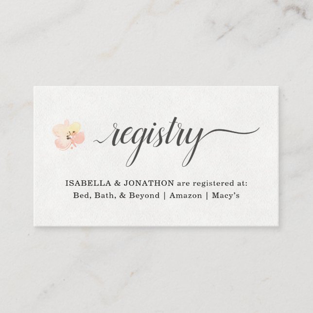 Aquarelle Floral Registry Insert for Invitation (Devant)