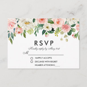 Aquarelle Floral rose blanc Mariage RSVP
