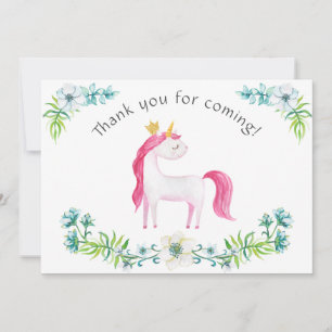 Aquarelle Floral rose Unicorn Merci