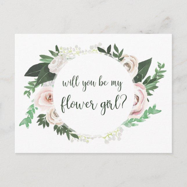 Aquarelle Floral Serez-Vous Ma Carte Fille Fleur (Devant)