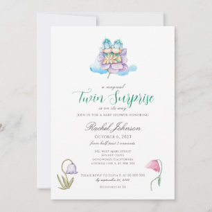 Aquarelle Floral Twins Baby shower Invitation