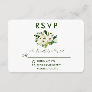 Aquarelle Floral Vert Blanc Mariage RSVP GS