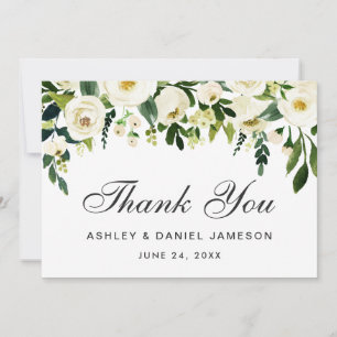 Aquarelle Floral Vert Mariage blanc Merci G