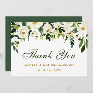 Aquarelle Floral Vert or Mariage Merci GB