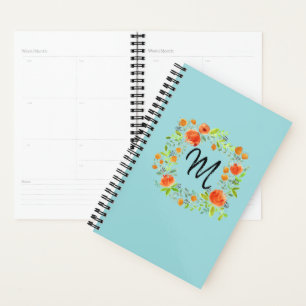 Aquarelle Floral Wreath Monogramme