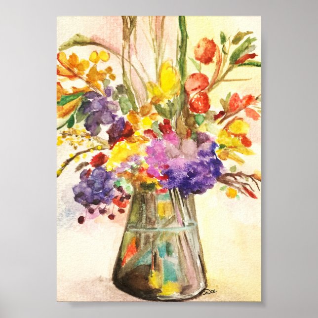 Aquarelle Florale 5x7 Premium Canvas Poster brilla (Devant)