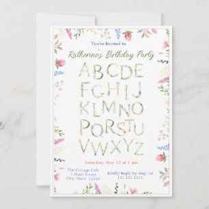 Aquarelle florale Alphabet ABC Invitation d'annive