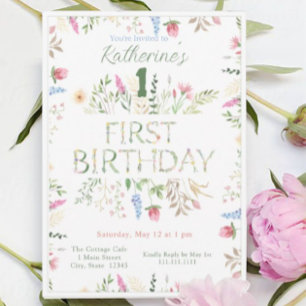 Aquarelle florale Alphabet ABC Invitation d'annive