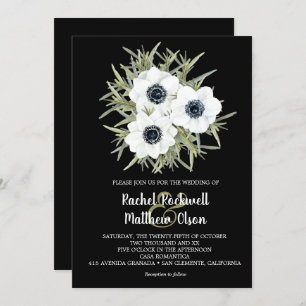 Aquarelle Florale Anémone Mariage Invitations