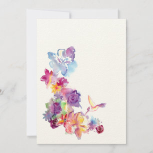 Aquarelle Florale avec une Invitation au Colibri
