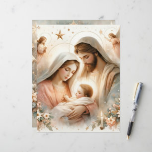 Aquarelle florale Bébé Jésus papier à scandale