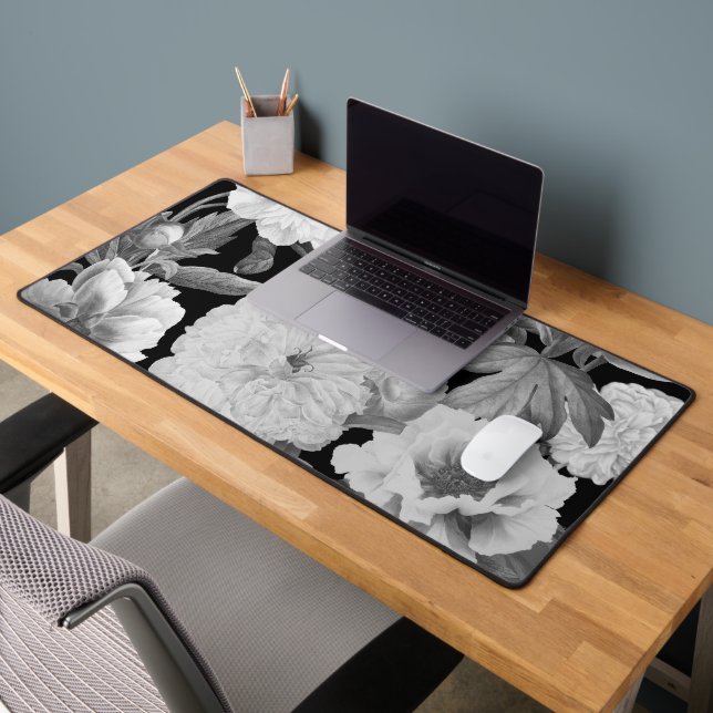 Aquarelle florale Black & White Peonies (Bureau 2)