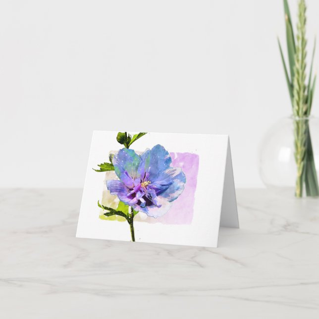 Aquarelle Florale bleu et violet toute occasion (Devant)