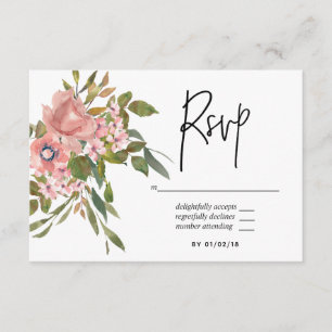 Aquarelle florale Blush et mariage Rose or RSVP