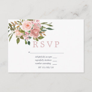 Aquarelle florale Blush rose Roses Mariage RSVP