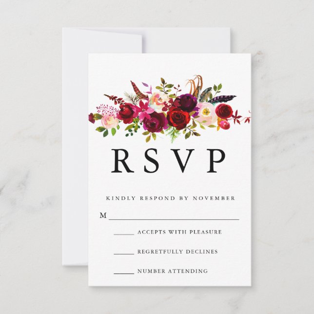 Aquarelle florale Bourgogne RSVP (Devant)