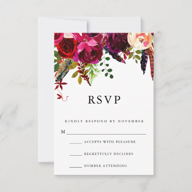 Aquarelle florale Bourgogne RSVP (Devant)