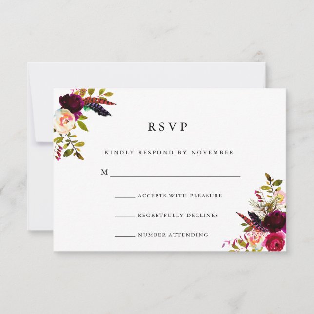 Aquarelle florale Bourgogne RSVP (Devant)