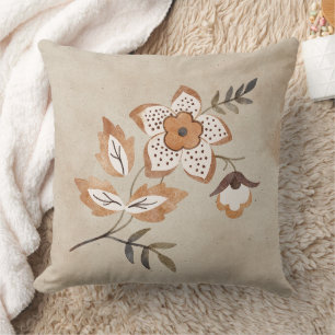 Aquarelle florale Brown et oreiller à lancer de ta