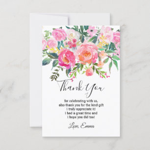 aquarelle florale, carte de remerciements