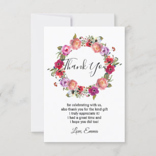 aquarelle florale, carte de remerciements