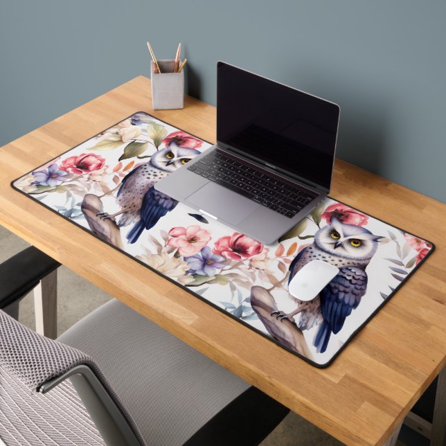 Aquarelle Florale Chouette Motif sans couture (Bureau 2)