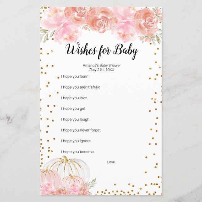 Aquarelle Florale Citrouille Wives for Baby Game (Devant)