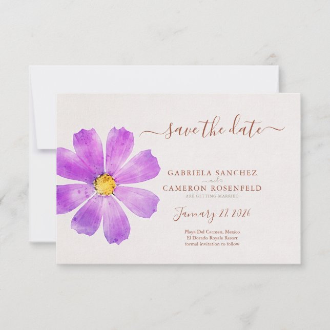 Aquarelle Florale Cosmos Mariage en terre cuite (Devant)